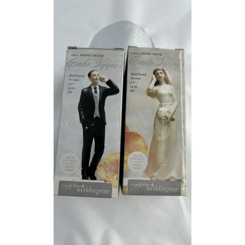 New In Boxes Cell Phone Bride & Cell Phone Groom cake topper Weddingstar